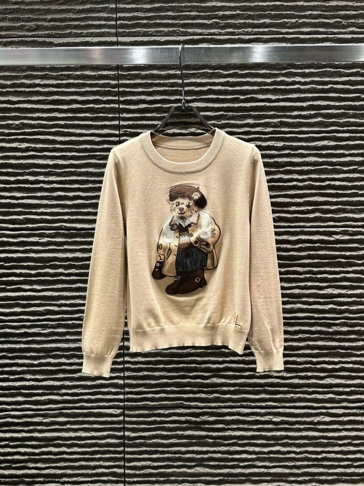 Ralph Lauren RL Bear Heavy Embroidery Knit Sweater in Classic Black