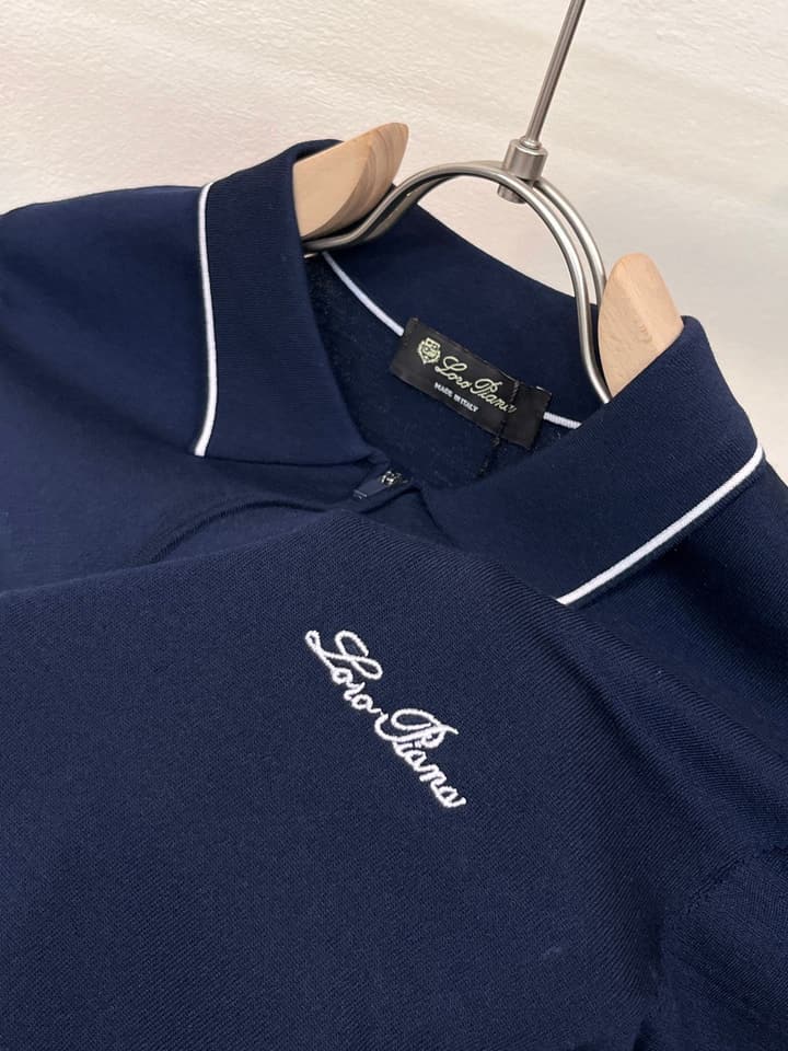 Loro Piana Minimalist Knitted Polo Shirt – 2026SS in Navy Blue