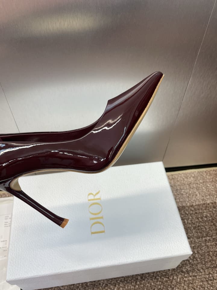 Dior CD Logo Pointed Toe Pumps – 2025 Spring/Summer Haute Couture Collection in Shiny Black Flat