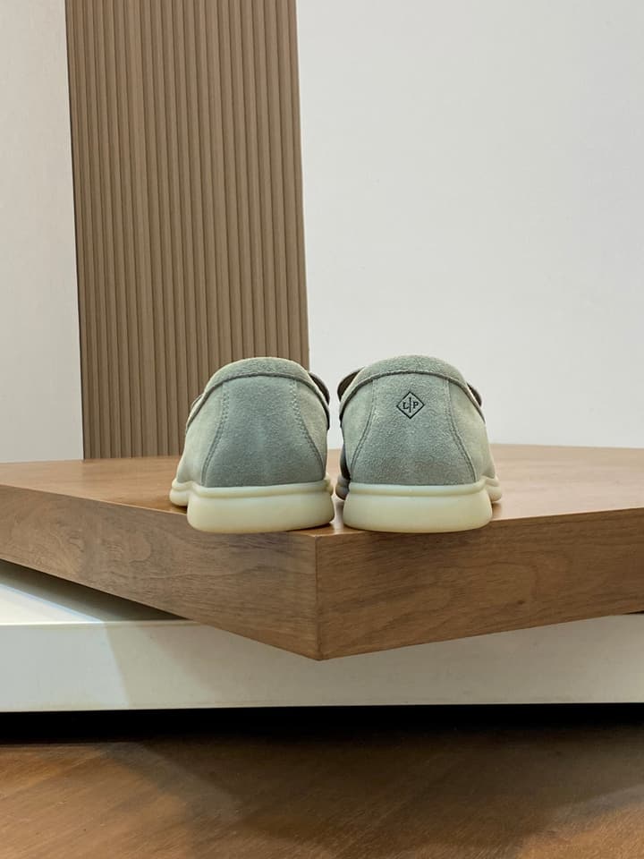 Loro Piana Unisex Suede Leather Loafers in Cream Suede