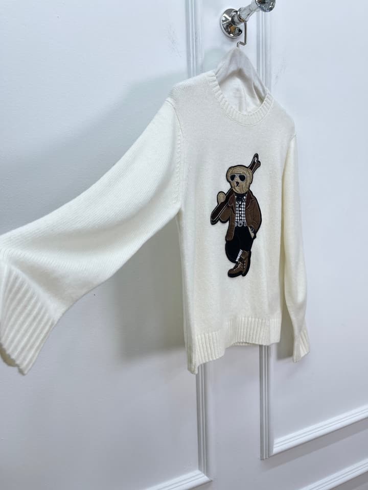 Ralph Lauren Polo Bear Cashmere Wool Knit Sweater in Black Polo Bear Sweater