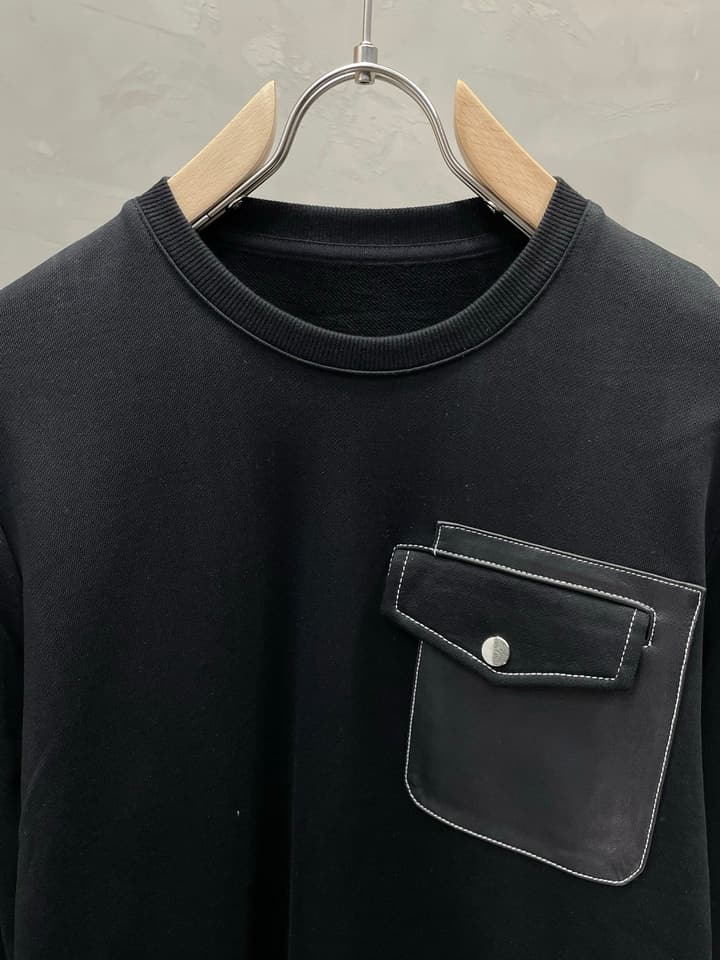 Hermès Men's Premium Casual Sweatshirt in Dark Grey/black With Flap Pocket