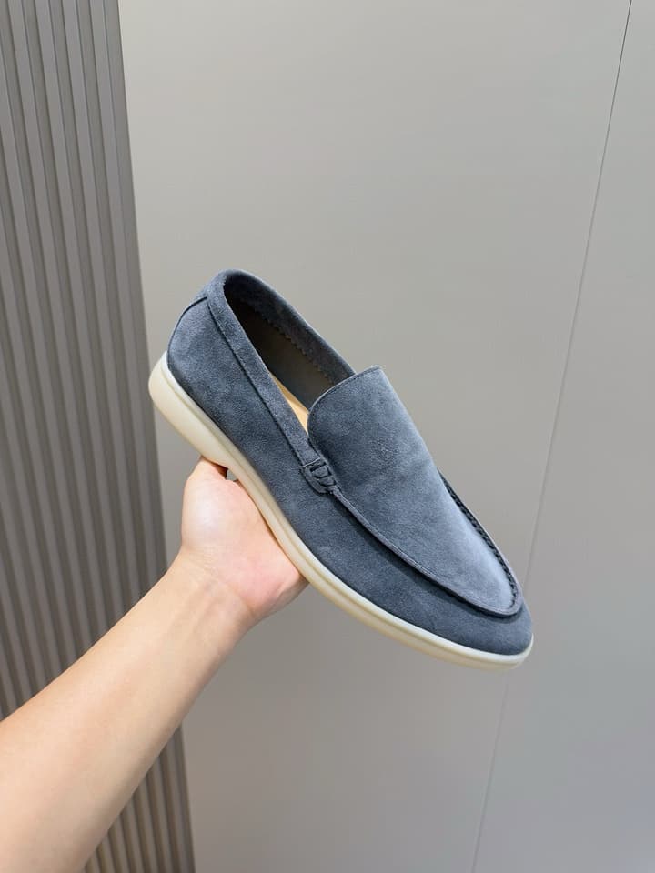 Loro Piana Italian Handmade Suede Loafers in Camel Brown Suede