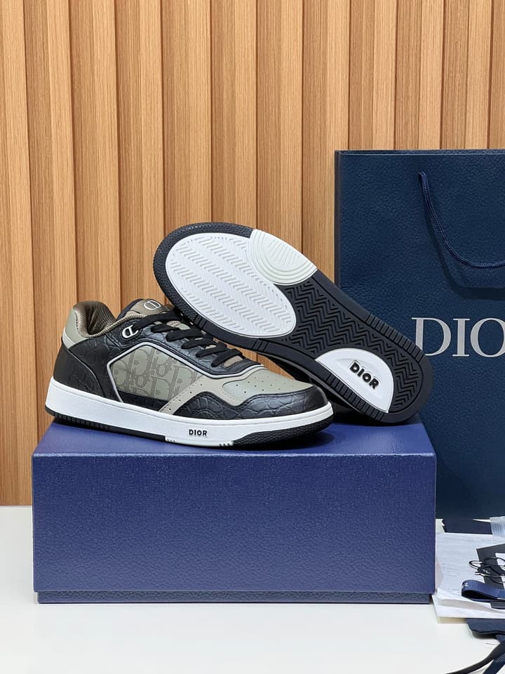 Dior B27 Unisex Sneakers – 2025 Collection in Black And Khaki Oblique