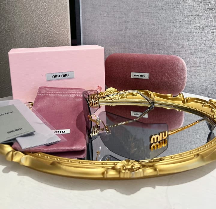 Miu Miu 54Y Runway Rimless Sunglasses in Light Grey