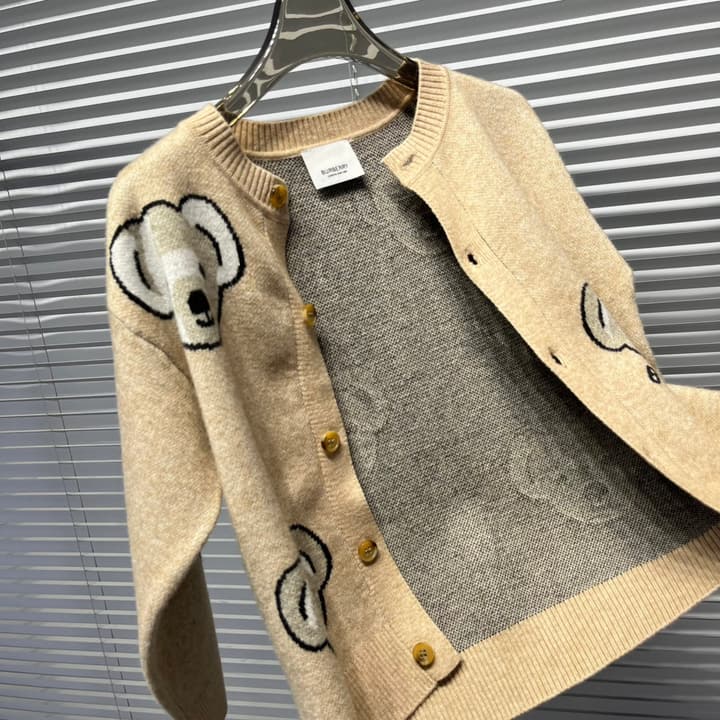 Burberry BU Bear Pattern Cardigan – Kids Collection in Light Tan Bear Cardigan