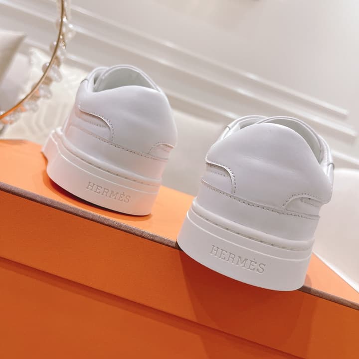 Hermès Kelly Buckle White Sneakers