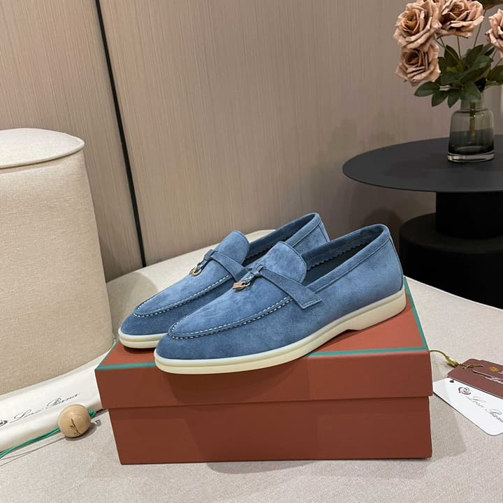 Loro Piana Summer Charms Walk Moccasin Loafers in Black Leather