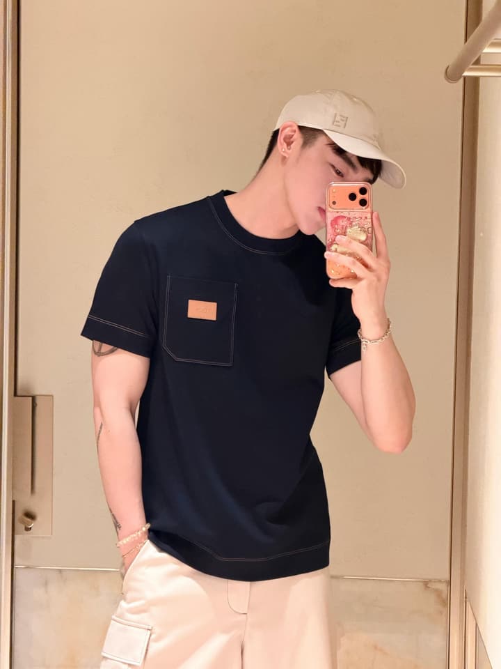 Fendi Leather Patch Logo Cotton T-Shirt – 26SS