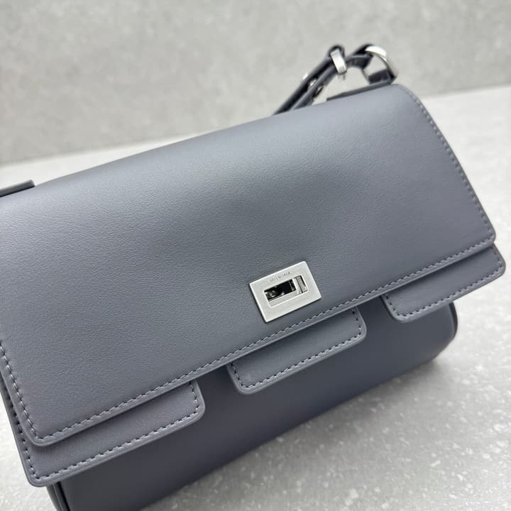 Balenciaga Bel Air Flap Small Leather Bag in Grey