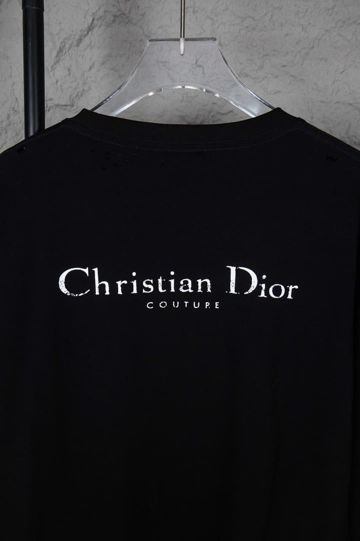 Dior Classic English Letter Long Sleeve T-Shirt in Black