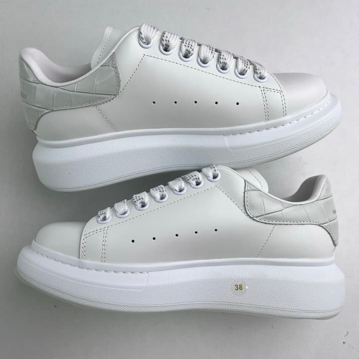 Alexander McQueen Oversized Platform Sneakers in All White Textured