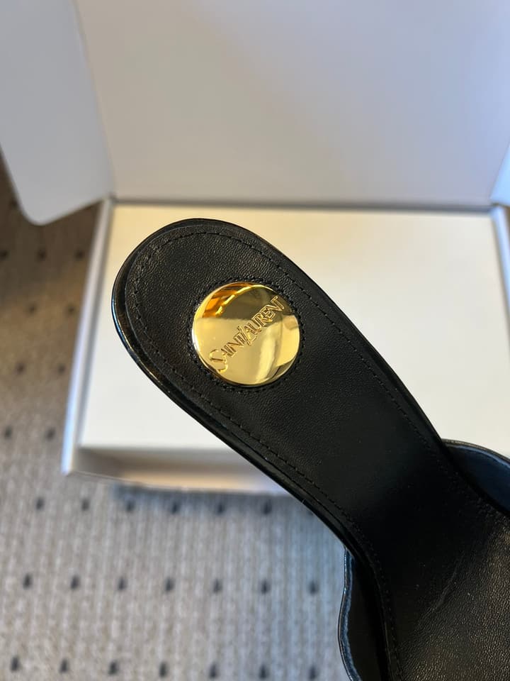 Saint Laurent Ruched Leather Mules – 26SS in Beige