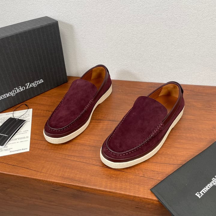 Zegna Men's Suede Leather Slip-On Loafers in Black Suede Loafer