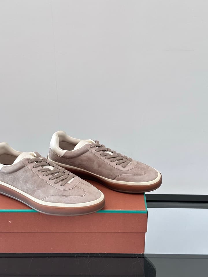 Loro Piana WeekendWalk Suede Sneakers in Cream Suede