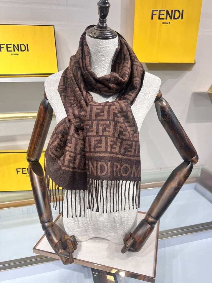 Fendi FF Monogram Scarf in Dark Brown Ff Monogram