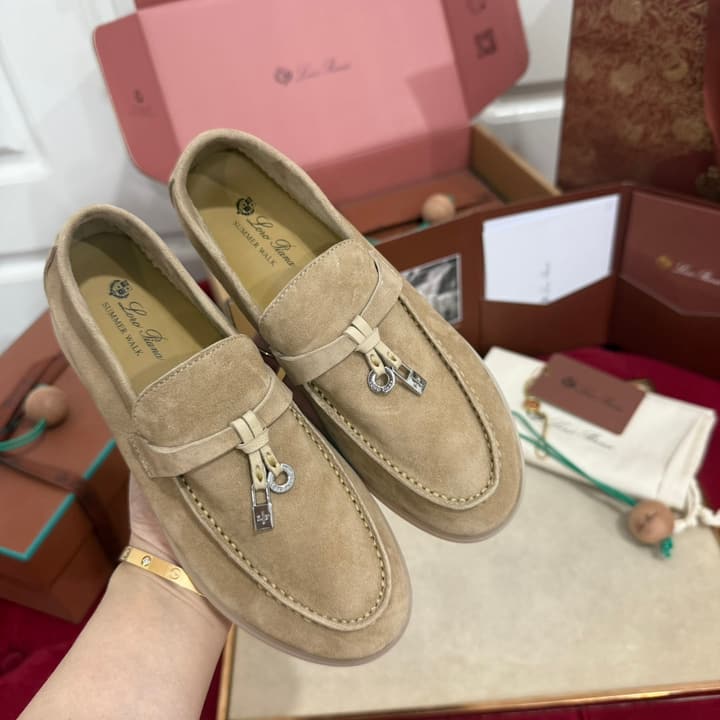Loro Piana Summer Charms Walk Loafers – Kids Collection in Dusty Lavender Pink