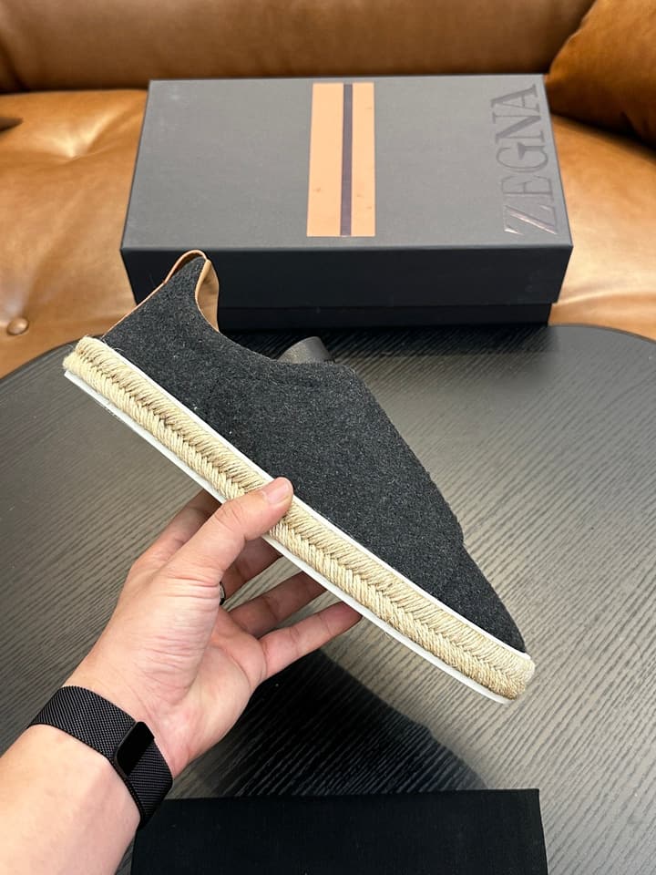 Zegna Triple Stitch Low-Top Sneakers in Deep Black