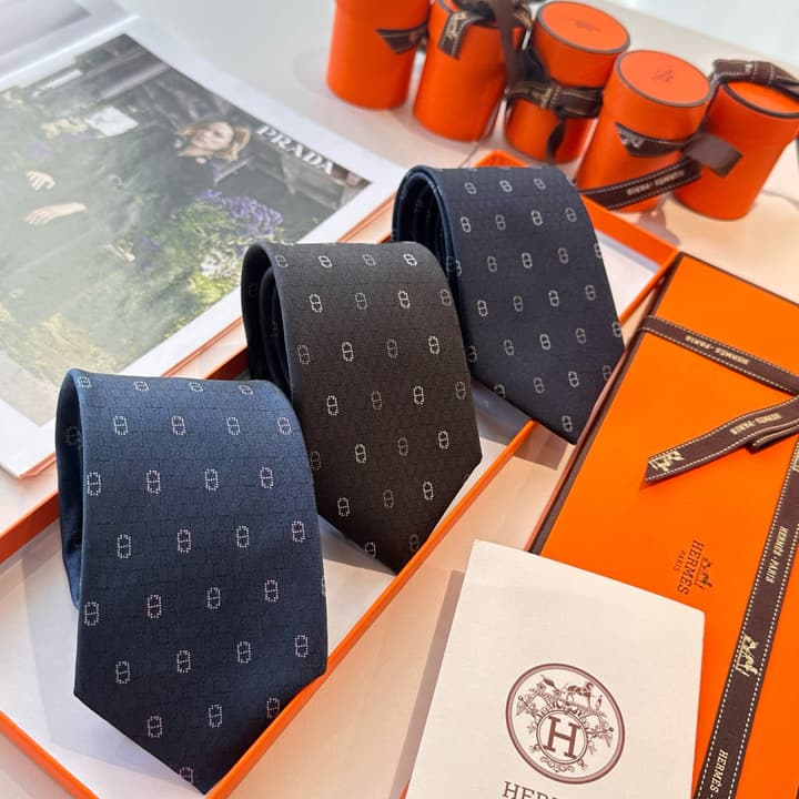 Hermès Men's Winter Anchor Chain Silk Tie – New Collection in Black