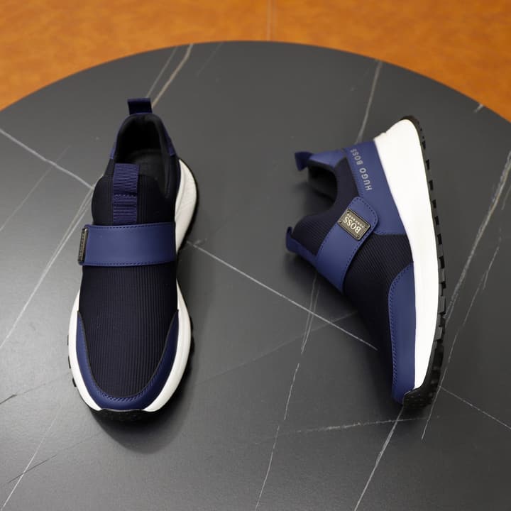 Boss Men's Knit Sneakers in Black Laced