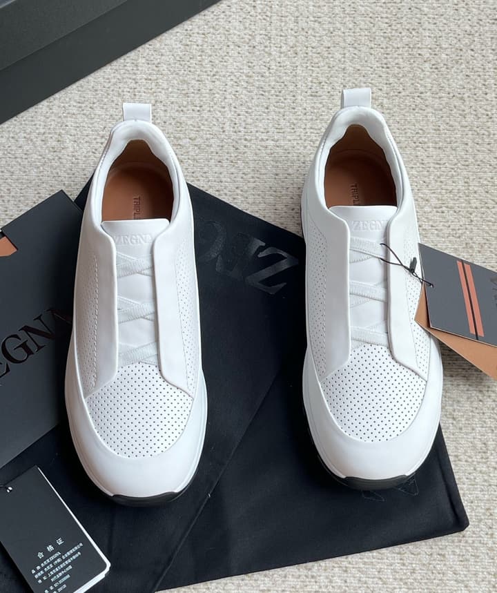 Zegna Triple Stitch™ Monte Perforated Casual Shoes in Black