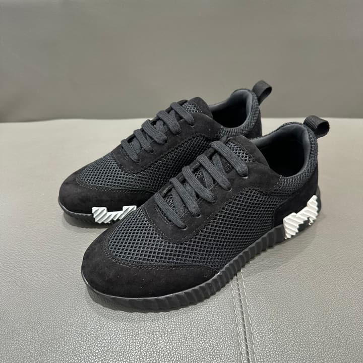 Hermès Bouncing Sneakers in Bright White With Orange H