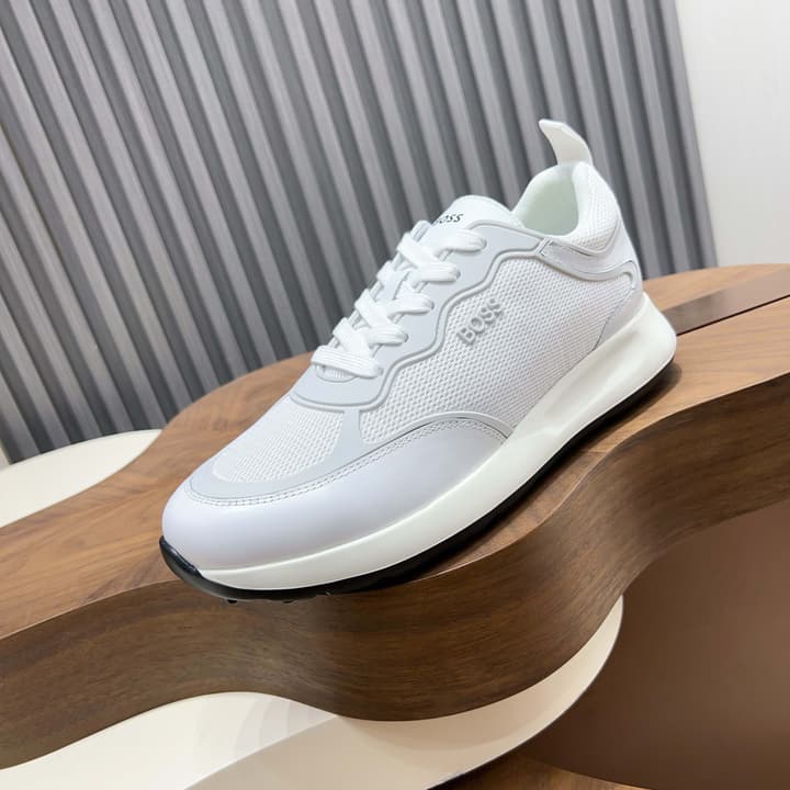 Boss Men's Knit and Leather Sneakers