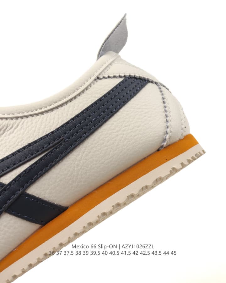 Onitsuka Tiger Mexico 66 Slip-On Canvas Casual Shoes in Cream Canvas With Dark Stripes