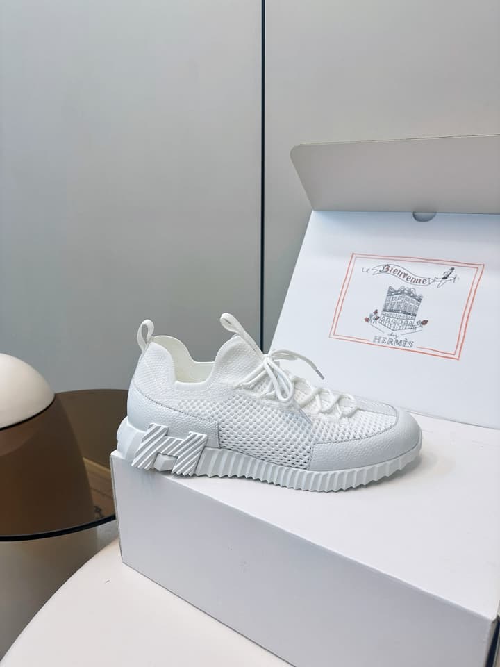 Hermes Classic Couple's Casual Sneakers in Light Beige