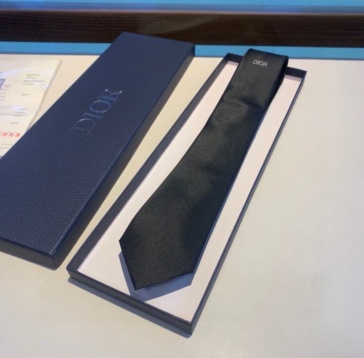Dior Men's Logo Jacquard Tie in Deep Navy