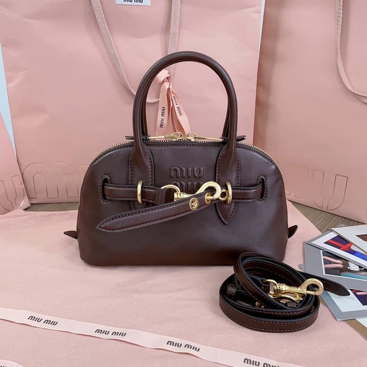 Miu Miu Aventure Nappa Leather Bowling Bag