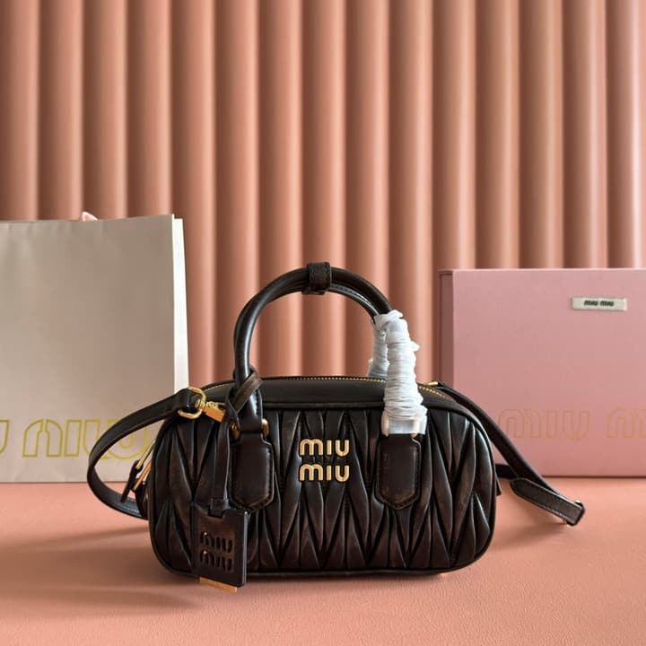 Miu Miu Arcadia Pleated Lambskin Handbag