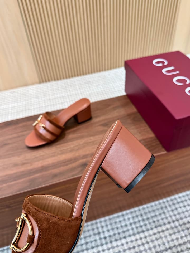 Gucci D-Horsebit Mule Sandals in Brown Gg Canvas