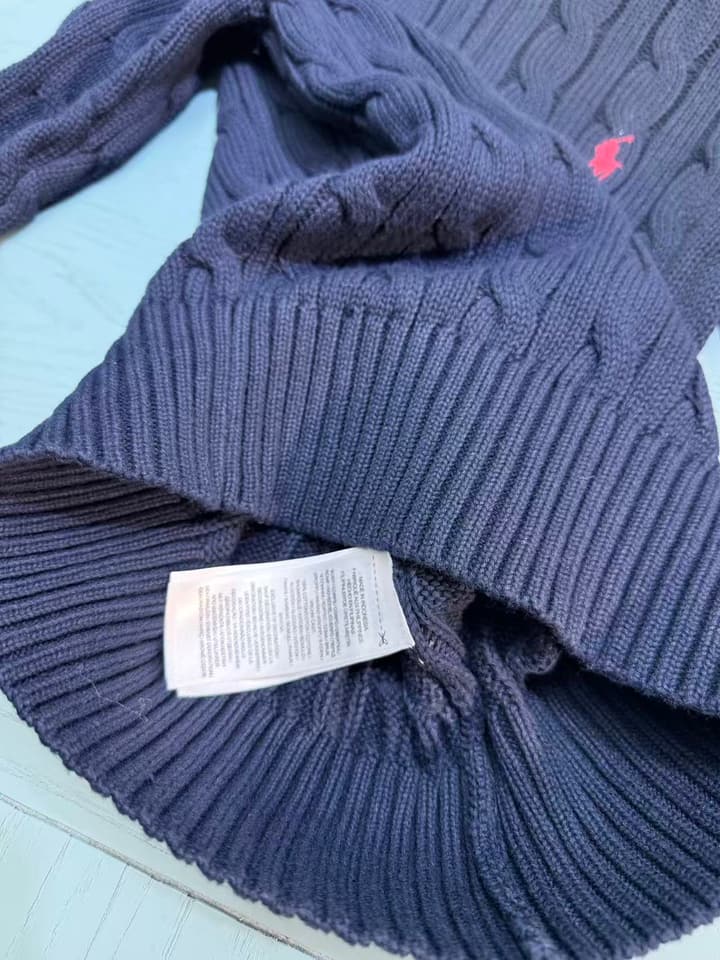 Ralph Lauren Polo Boys' Striped Knit Sweater – Kids Collection – 2025SS in Dark Navy Cable Knit
