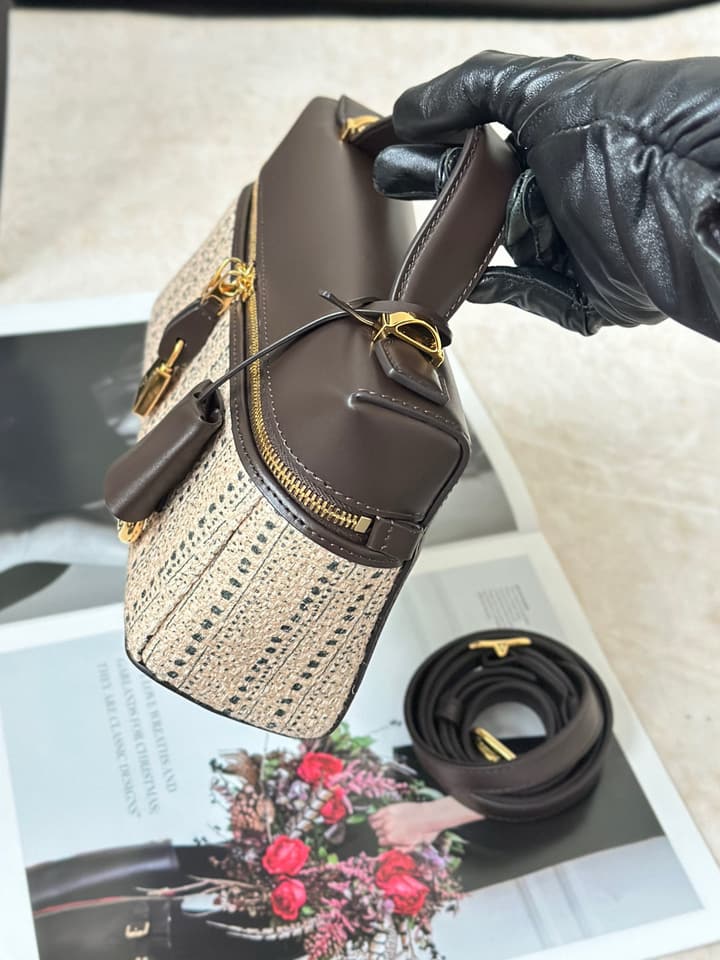 Loro Piana Extra Bag L23 in Brown And Beige Jacquard