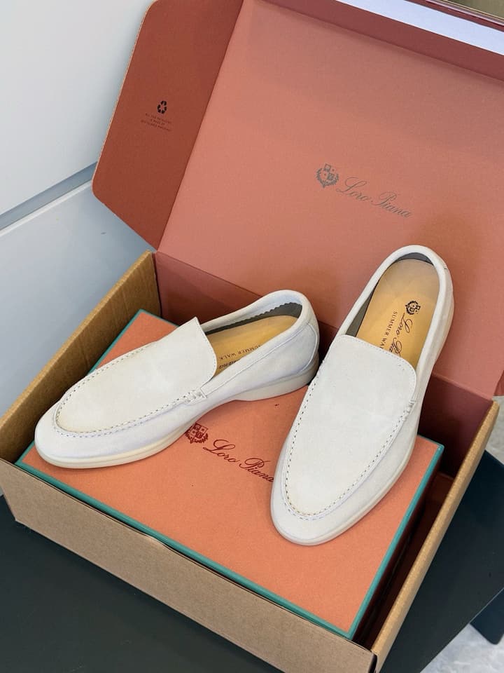 Loro Piana Italian Handmade Suede Loafers in Camel Brown Suede