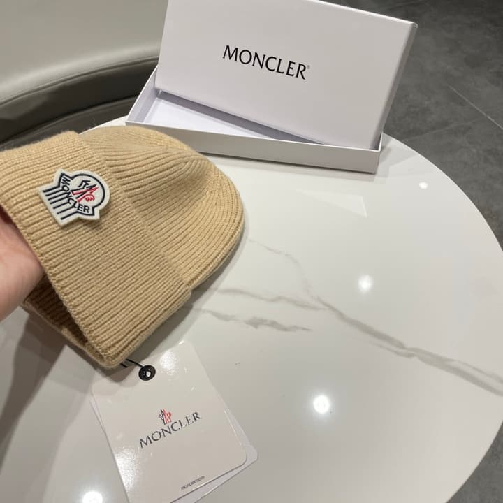 Moncler Knitted Beanie Hat in Classic Black