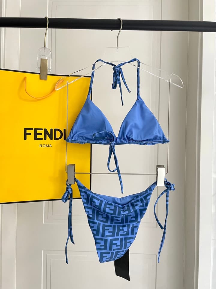 Fendi Versatile One-Piece Bikini Swimsuit in Brown Ff Logo Bikini
