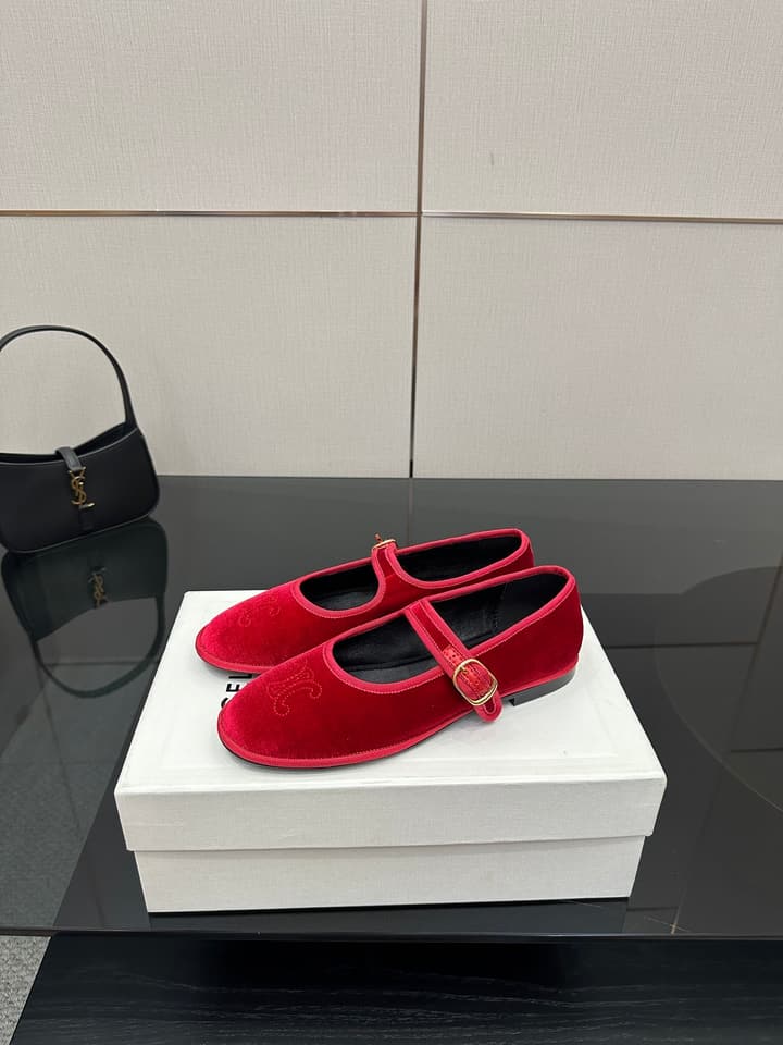 Celine Velvet Mary Jane Flats – 25 Collection in Black Velvet