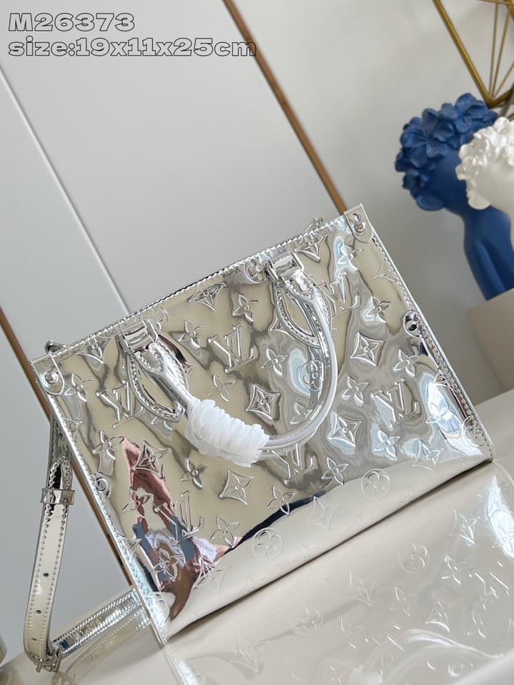 Louis Vuitton OnTheGo Small Monogram Miroir Tote Bag in Silver Monogram Miroir
