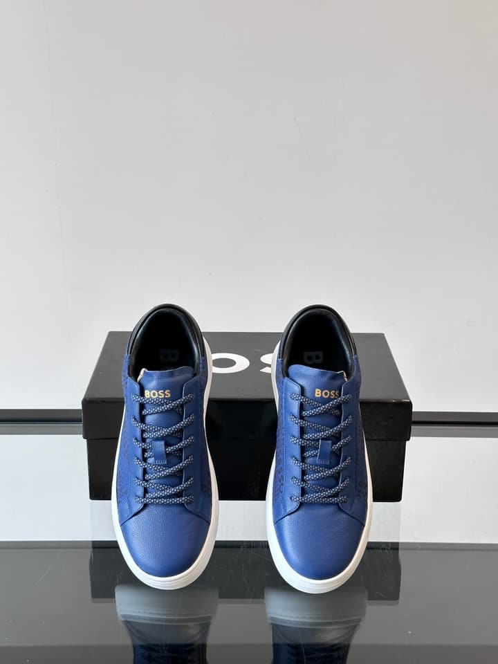 Boss Italian-Made Cupsole Sneakers in Black Patterned