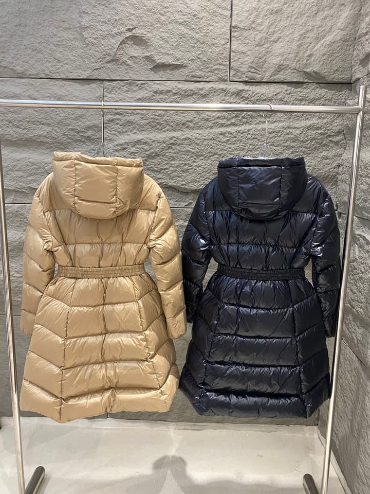 Moncler Bellevue Women's Long Belted Down Jacket in Black