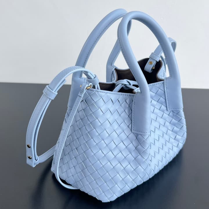 Bottega Veneta Pinacoteca Small Tote Handbag – 2025SS in Burgundy With Light Blue Lining A