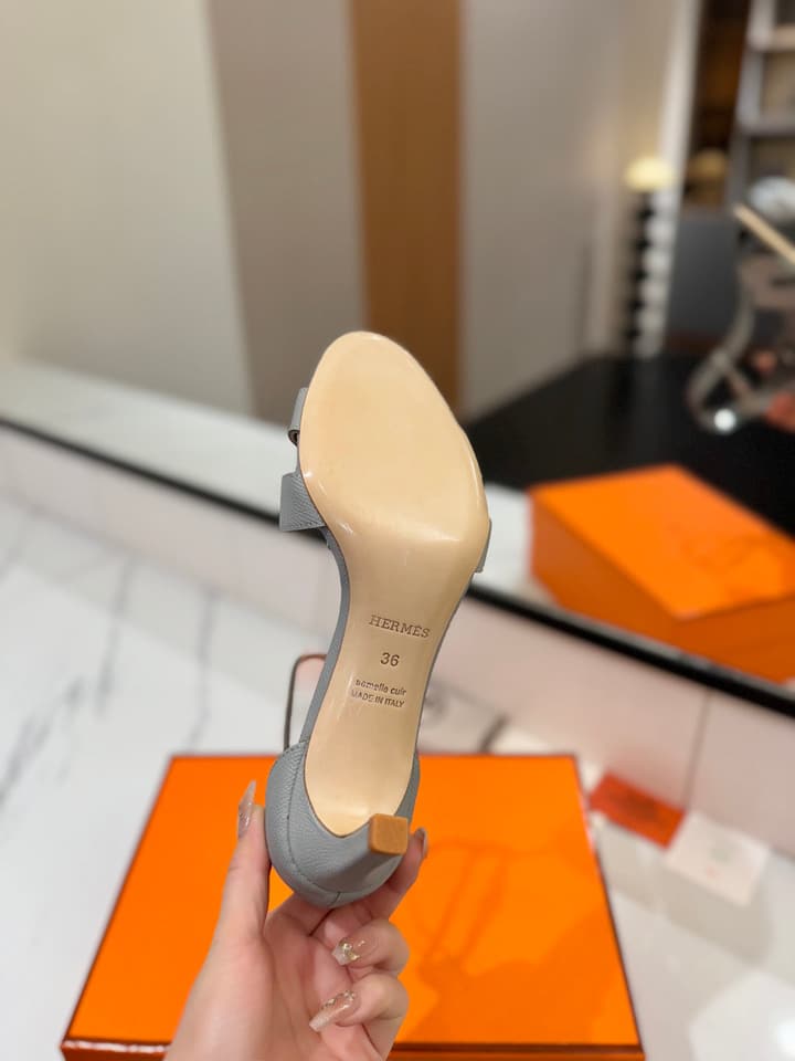Hermès Classic Palm Grain Cowhide Heels – 6.5cm in Black