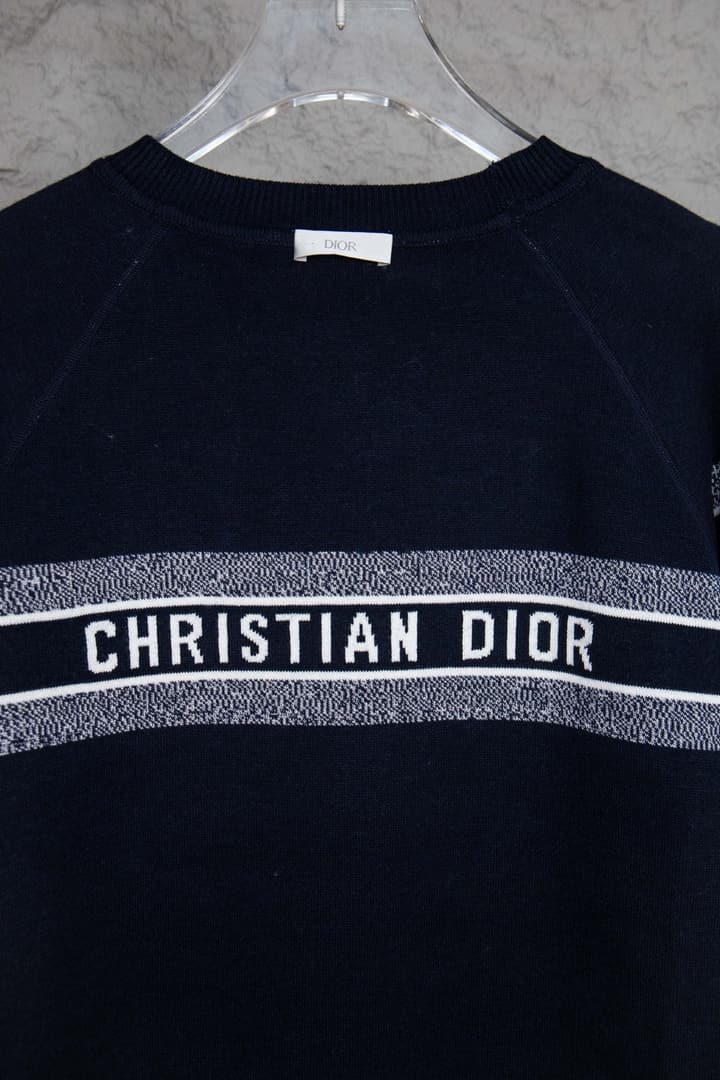 Dior Monogram Double-Sided Jacquard Crewneck Sweater – 24SS in Navy Monogram Pattern