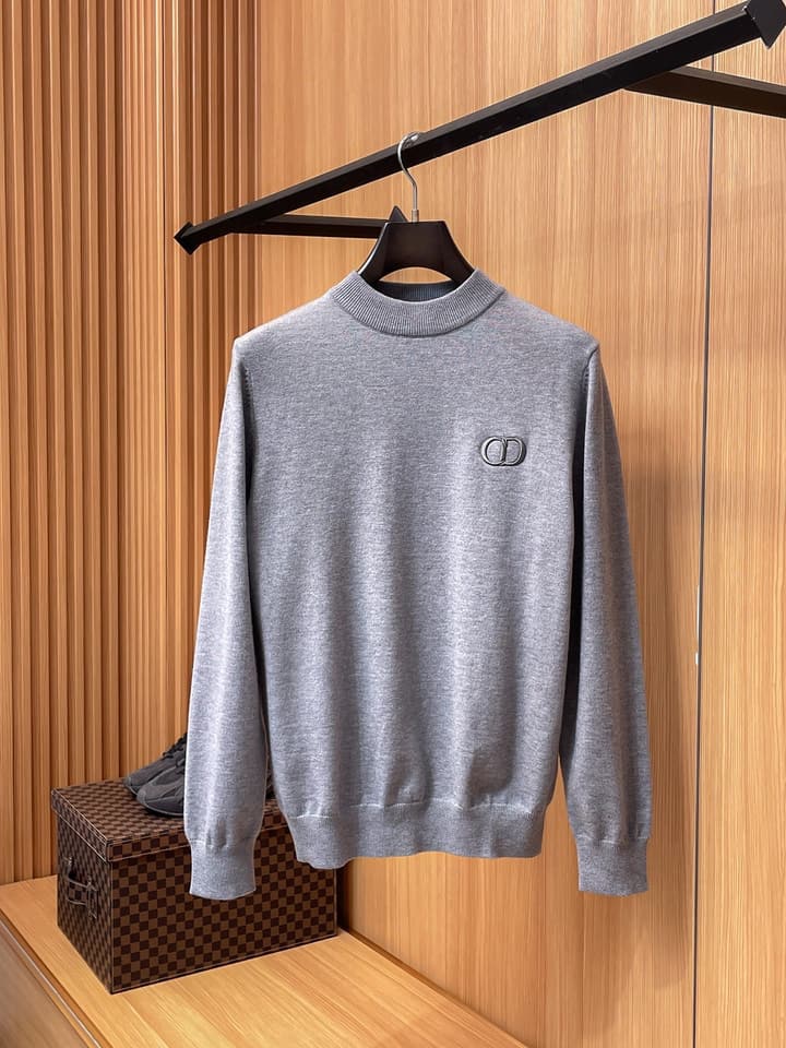 Dior Merino Wool Blend Half-Zip Sweater in Classic Black