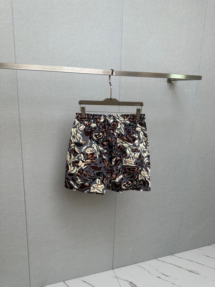 Louis Vuitton Men's Casual Beach Shorts – 2025SS in Grey Abstract Floral