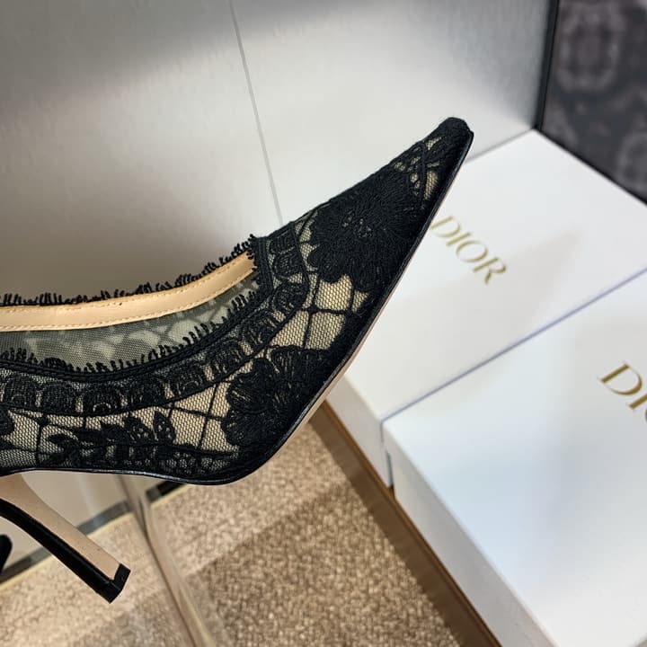 Dior CD Roses Jacquard Embroidery High-Heel Pumps – 2024 Spring/Summer Collection in Sleek Black Patent