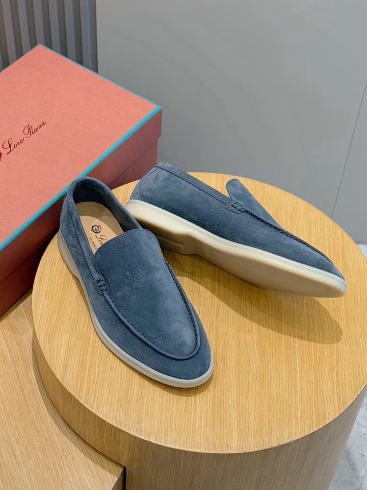 Loro Piana Italian Handmade Suede Loafers in Camel Brown Suede