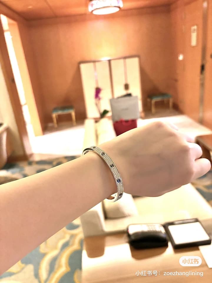 Cartier LOVE Pave Bracelet in Rose Gold Tone Bracelet